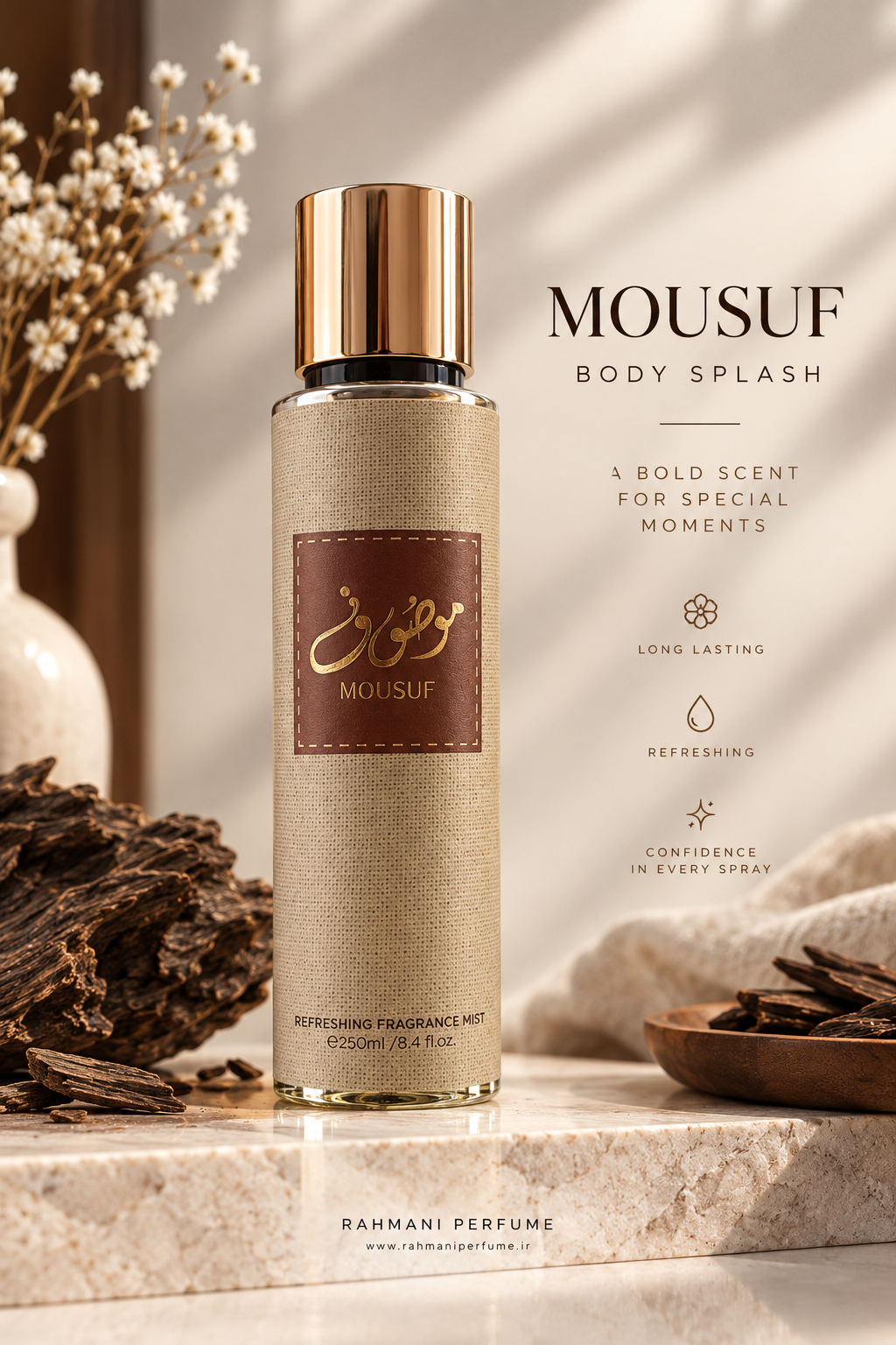بادی اسپلش ژاکلین موصوف قهوه ای 250 میل